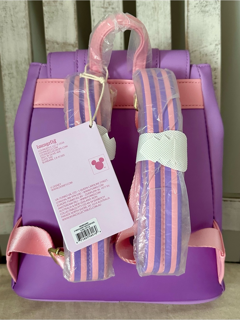 Loungefly Tangled Rapunzel’s Exclusive Floral Flap Mini Backpack with Coin Bag - Picture 3 of 10
